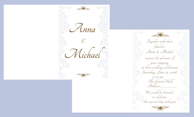 create an editable folded wedding invitation suite