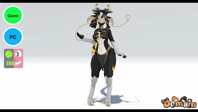 create furry vrchat avatar 3d fursona vtuber model  with quest pc compatible