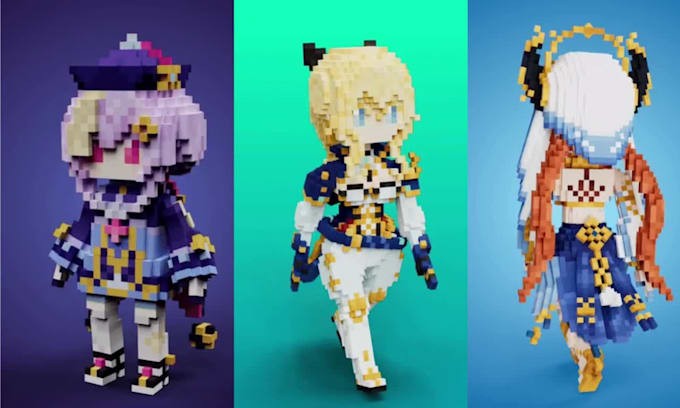Design voxel art 3d pixel art character minecraft models 3d voxel game ...