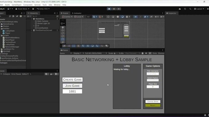 integrate multiplayer and lobby system into your unity game