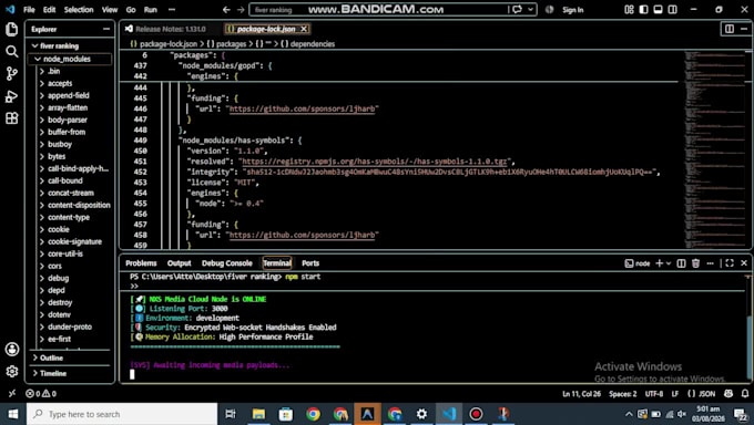 develop a custom node js backend, rest API and database for saas