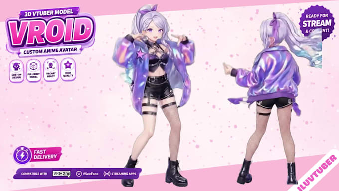 create a cute and stylish custom 3d vtuber model in vroid studio