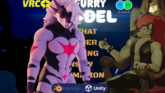 do custom 3d furry avatar, 3d fursona model, vr character nsfw anime fan art
