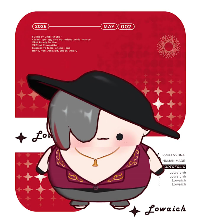 custom 3d chibi vtuber vrm and vrchat