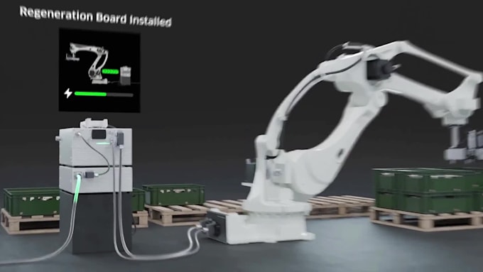 create 3d industrial animation robotic palletizing arm and factory automation