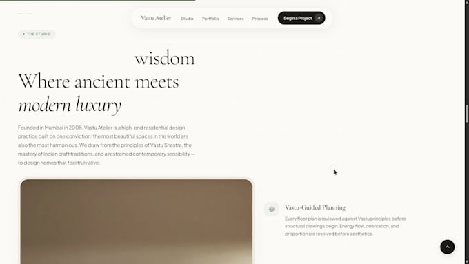 design a interior design studio website with portfolio