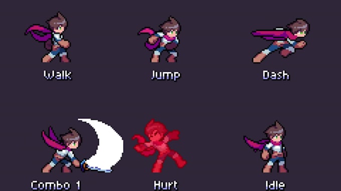 Create pixel art animation 2d sprite sheet pixel art character rpg by ...