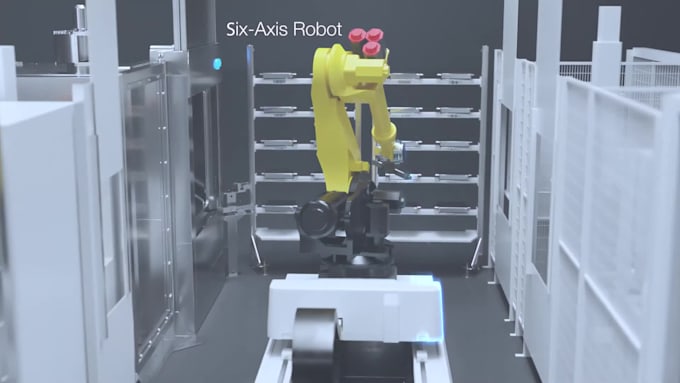 do 3d industrial robotic animation, technical equipment animation, robotic arms