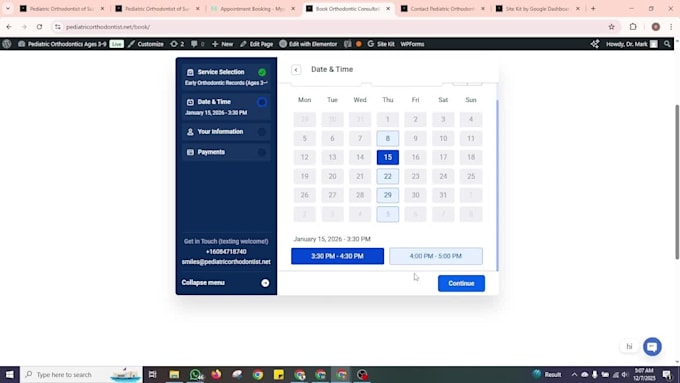 create a dental pediatric clinic website with online booking