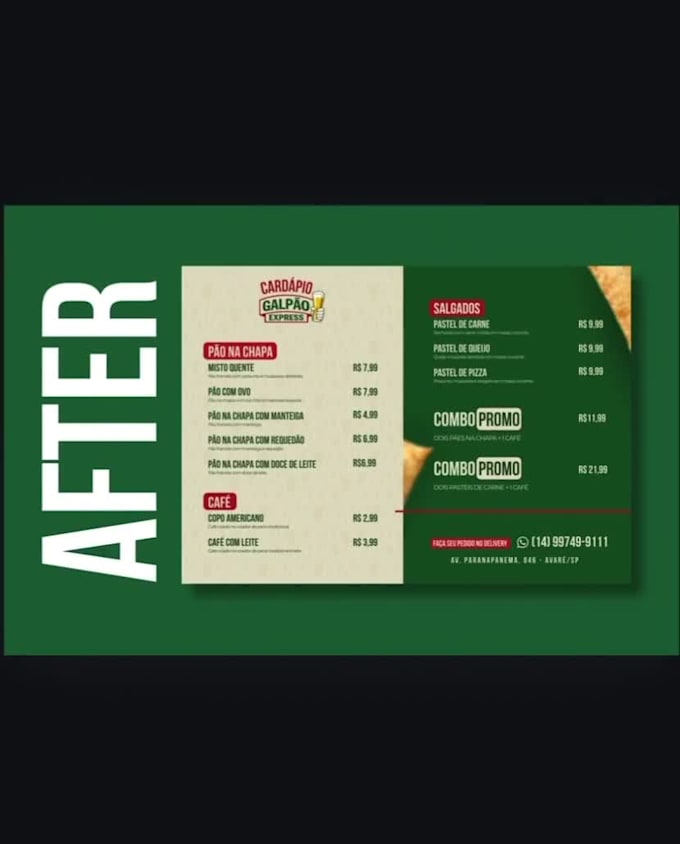 design a professional restaurant menu, modern