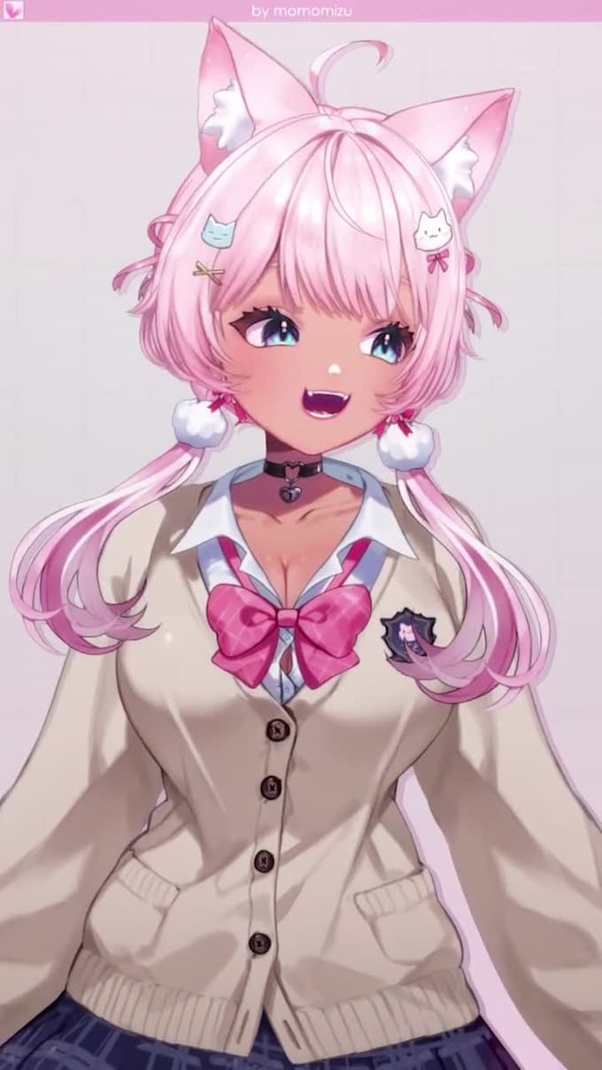 design anime chibi character, live2d vtuber background, rigging and full asset