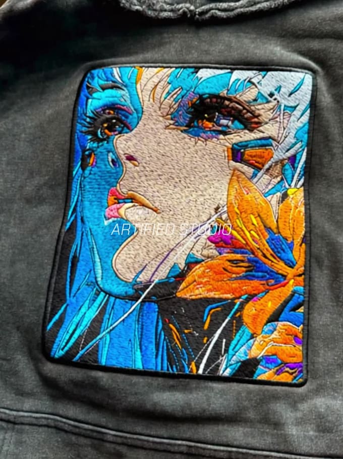convert any cartoon, anime, or fictional character illustration into embroidery