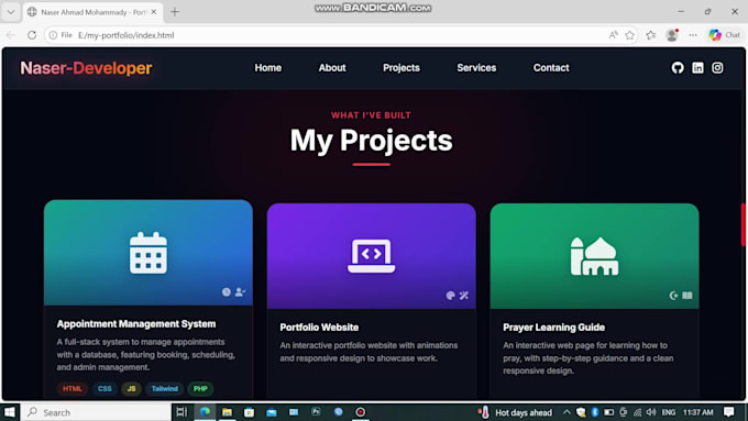 create modern responsiv website with HTML tailwindcss and js