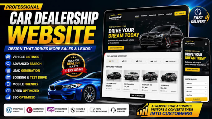 design a professional car dealership website, auto dealer website