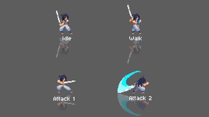 create pixel art characters and sprite sheet animations