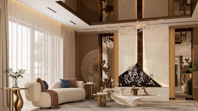 design your interior room and realistic 3d rendering