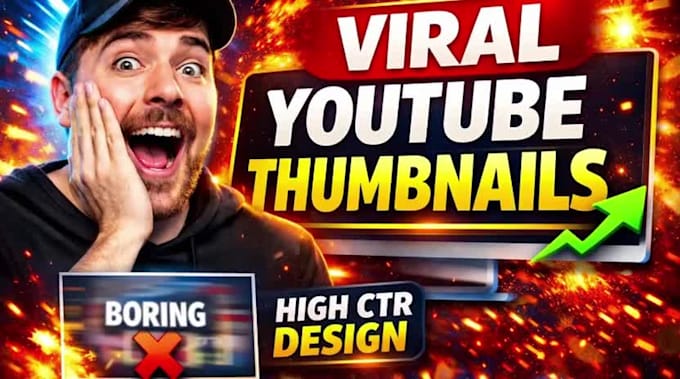 design 4 viral youtube thumbnails  very cheap