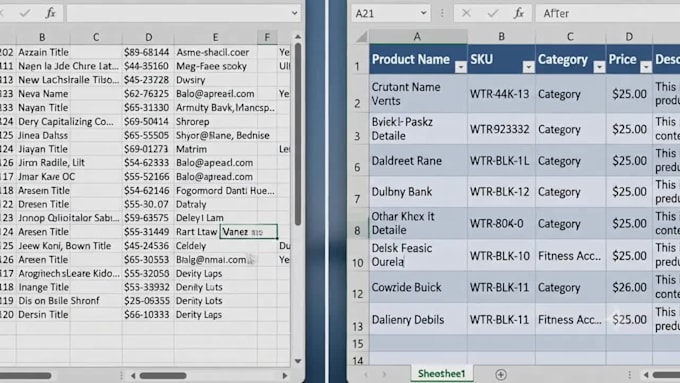 format, clean, and do accurate data entry in excel