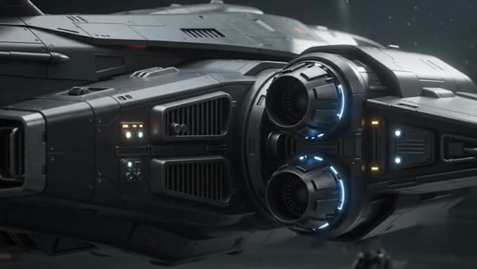 create a custom 3d spacecraft model with detailed hard surface design