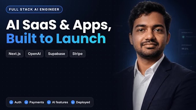 develop ai saas, ai web app or ai website as your full stack ai developer