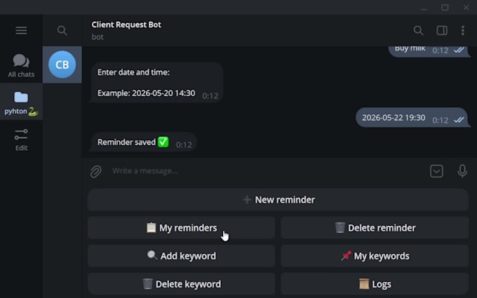 develop a custom telegram automation bot