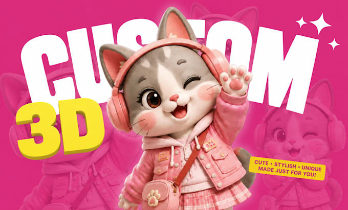 create 3d cute character models in chibi, cartoon and stylized style