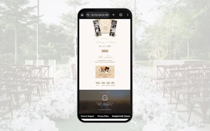 create a save the date wedding website invitation template canva editable