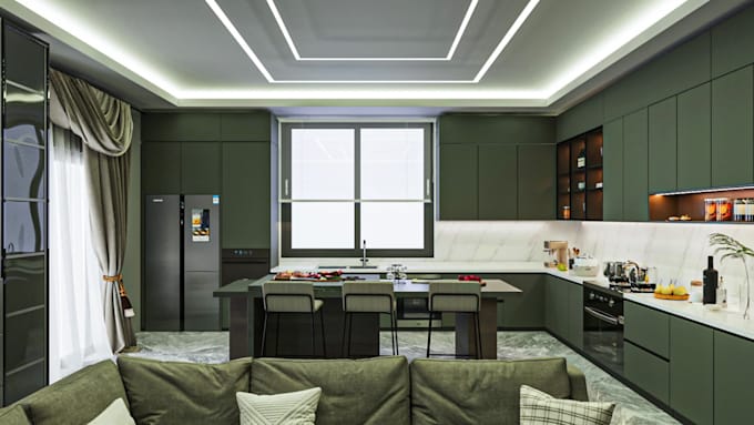 do photorealistic 3d kitchen design and rendering