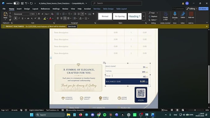 create a luxury editable invoice template in word and PDF