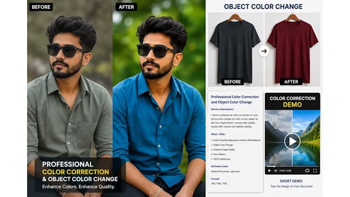 professional color correction and object color change