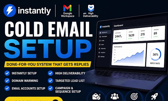 setup instantly cold email outreach with lead domain warming high deliverability