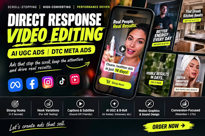 high converting direct response ai ugc video ads editing dtc brands ecommerce