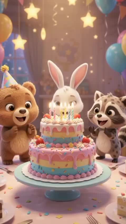 create a cute animated birthday video for kids