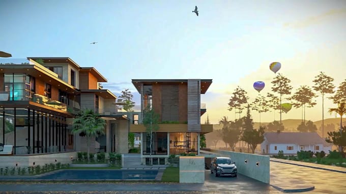 do 3d modeling and rendering exterior or interior