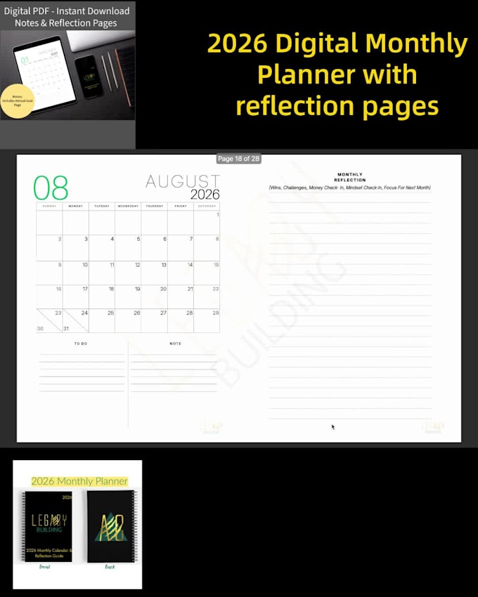 provide a 2026 digital calendar, elegant and ready to use PDF