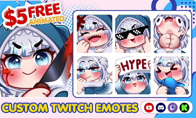 draw twitch emotes, chibi emotes, animated emotes, and sub badges for you