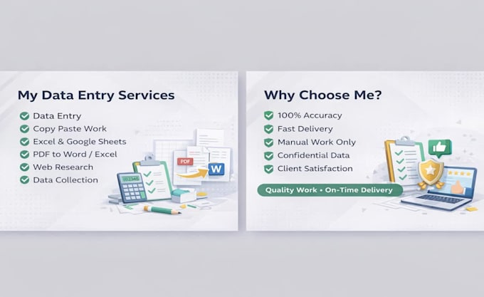 do accurate data entry, copy paste, typing and excel work