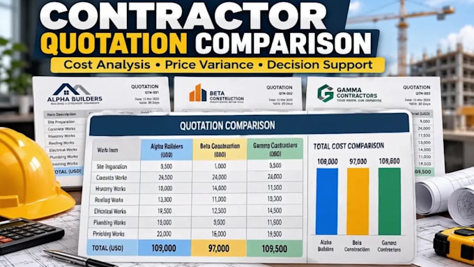 compare contractor quotations and prepare a cost analysis report
