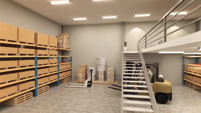create 3d logistics warehouse animation industrial facility visualisation