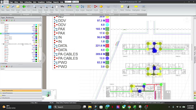 construction cost estimate on planswift and bluebeam