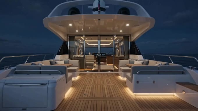 model and render luxury yacht interiors, boat, catamaran