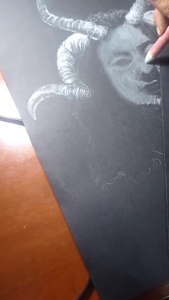 drawing a terrifying and mysterious portrait