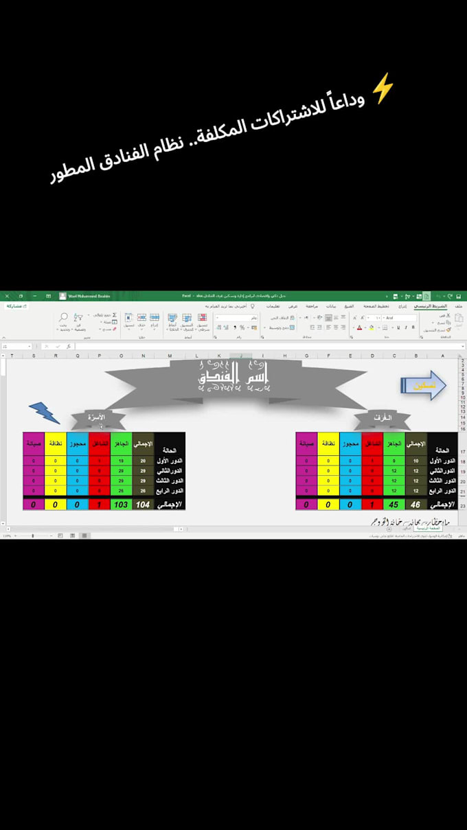 provide a smart hotel and room management excel system