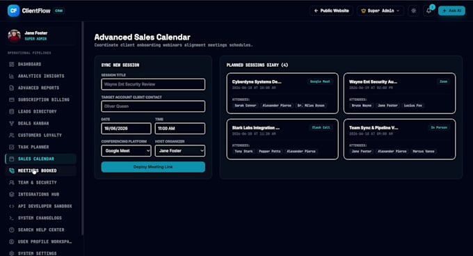 clientflow CRM react nodejs source code desktop version