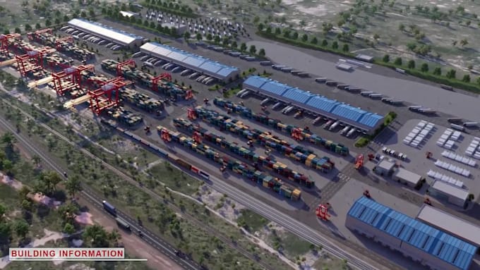 3d industrial logistic animation video dry port visualization machine explainer