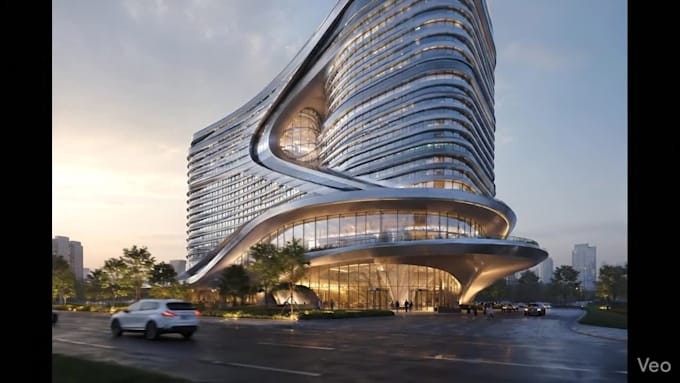 3d render high rise, skyscraper and commercial buildings