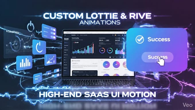 create high end custom lottie and rive animation for saas