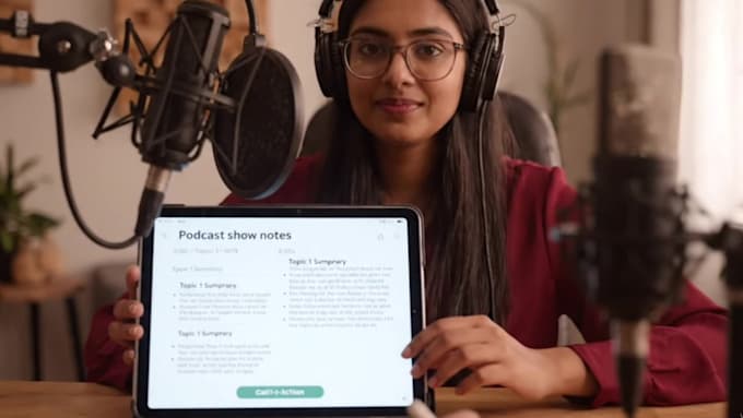 write podcast show notes transcription less than in 24 hours