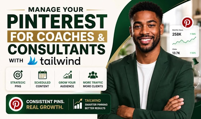manage social media pinterest for consultant coaches tailwind setup