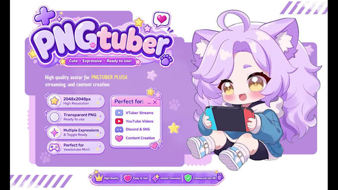design a custom pngtuber model in anime style for your streaming